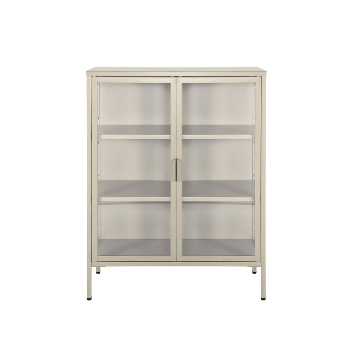 Vetrina in acciaio e vetro temperato con 2 ante, 102cm, beige