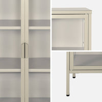 Vetrina in acciaio e vetro temperato con 2 ante, 102cm, beige