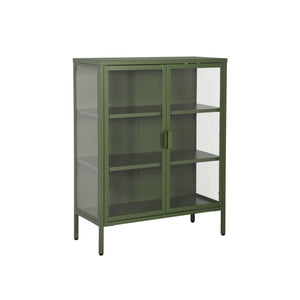 Vetrina in acciaio e vetro temperato con 2 ante, 102cm, verde