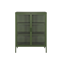 Vetrina in acciaio e vetro temperato con 2 ante, 102cm, verde