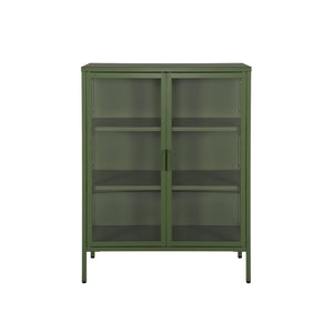 Vetrina in acciaio e vetro temperato con 2 ante, 102cm, verde