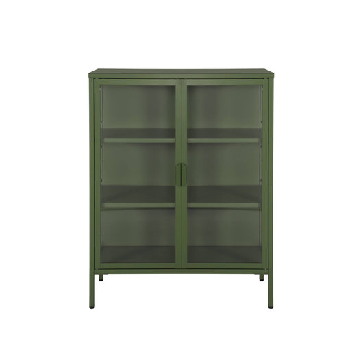 Vetrina in acciaio e vetro temperato con 2 ante, 102cm, verde