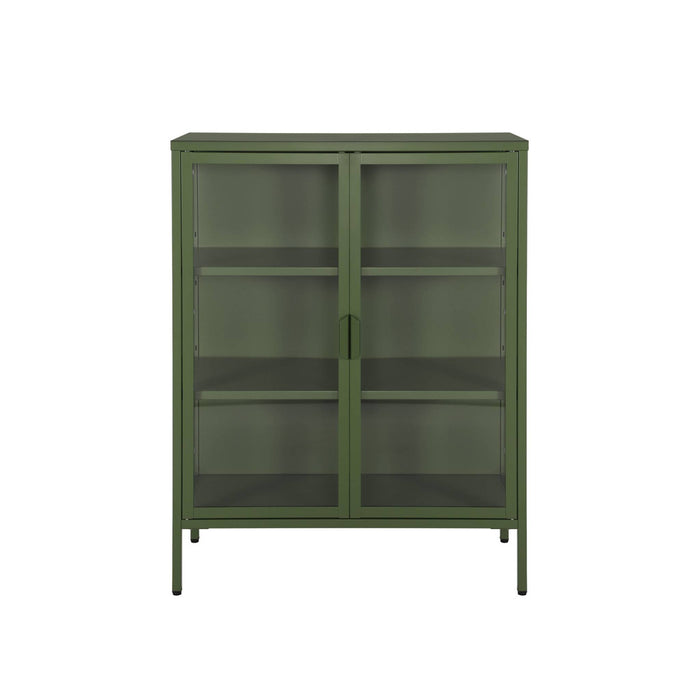 Vetrina in acciaio e vetro temperato con 2 ante, 102cm, verde