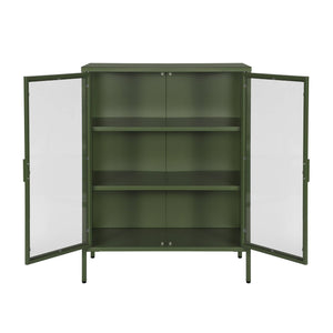 Vetrina in acciaio e vetro temperato con 2 ante, 102cm, verde