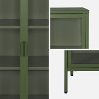 Vetrina in acciaio e vetro temperato con 2 ante, 102cm, verde