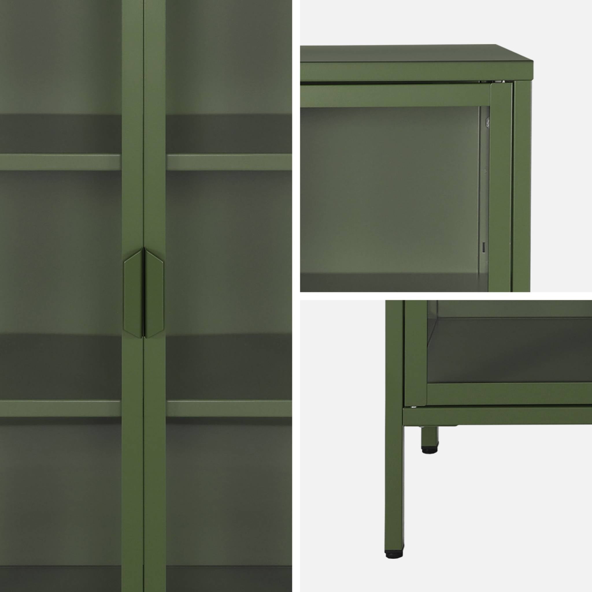 Vetrina in acciaio e vetro temperato con 2 ante, 102cm, verde