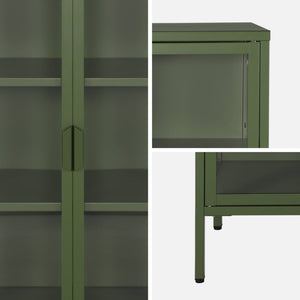 Vetrina in acciaio e vetro temperato con 2 ante, 102cm, verde