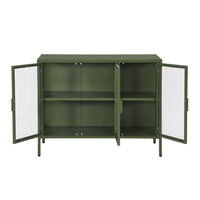 Credenza industriale in metallo e vetro temperato 3 ante, 100cm, verde