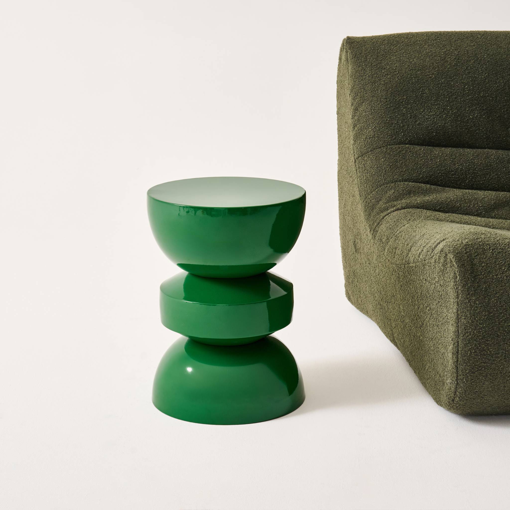 Tavolo d'appoggio in metallo effetto glassy, 44,5cm, verde scuro