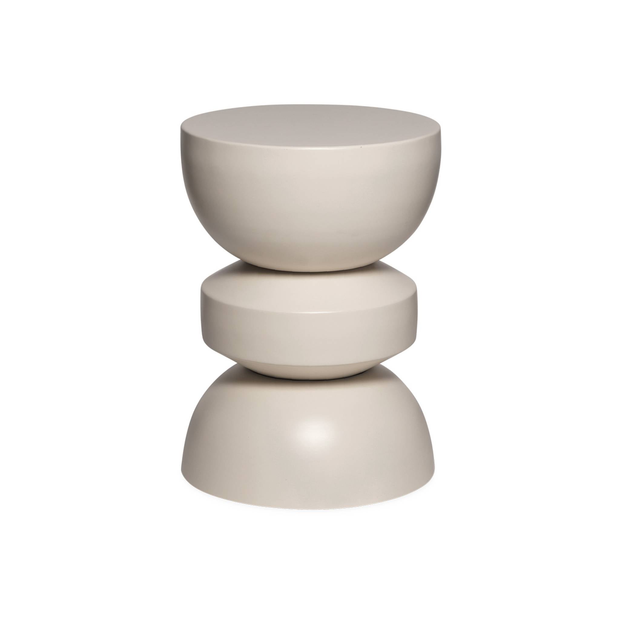 Tavolino, lato divano, comodino metallo, crema