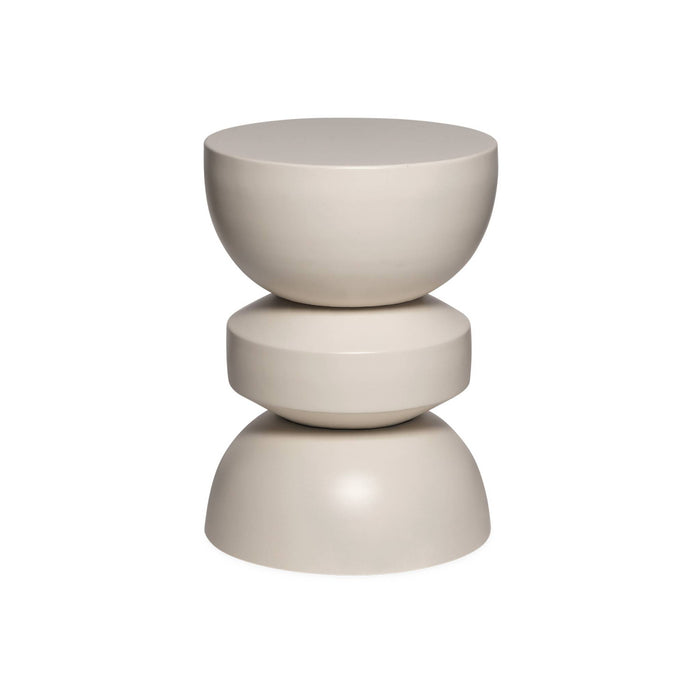 Tavolino, lato divano, comodino metallo, crema