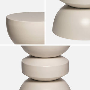 Tavolino, lato divano, comodino metallo, crema