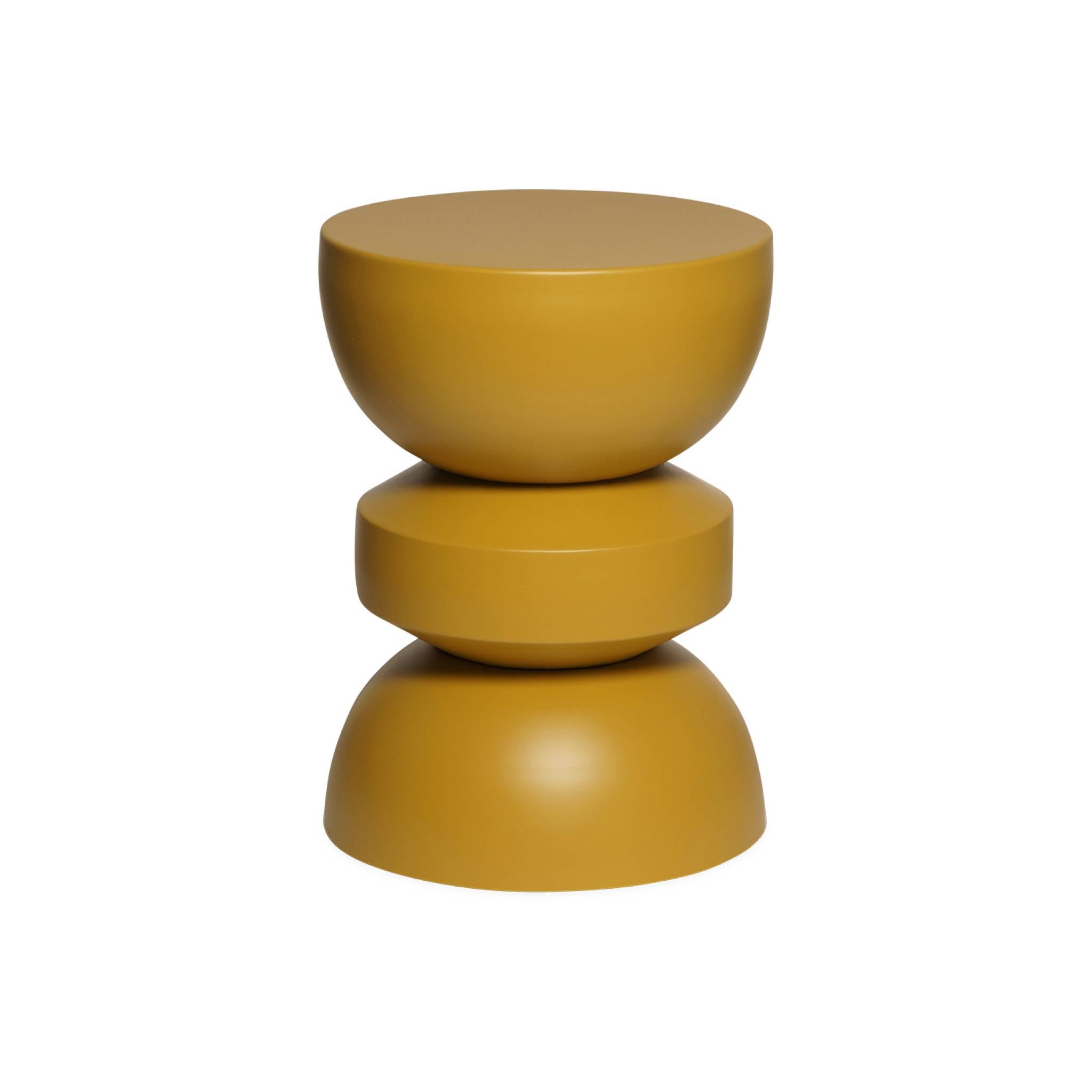 Tavolino, lato divano, comodino metallo, mostarda