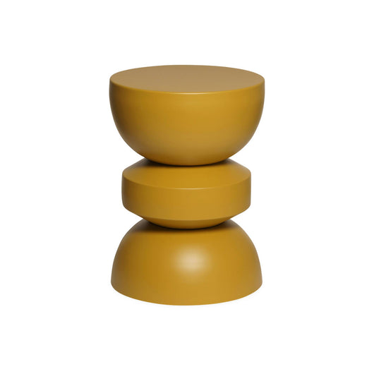 Tavolino, lato divano, comodino metallo, mostarda