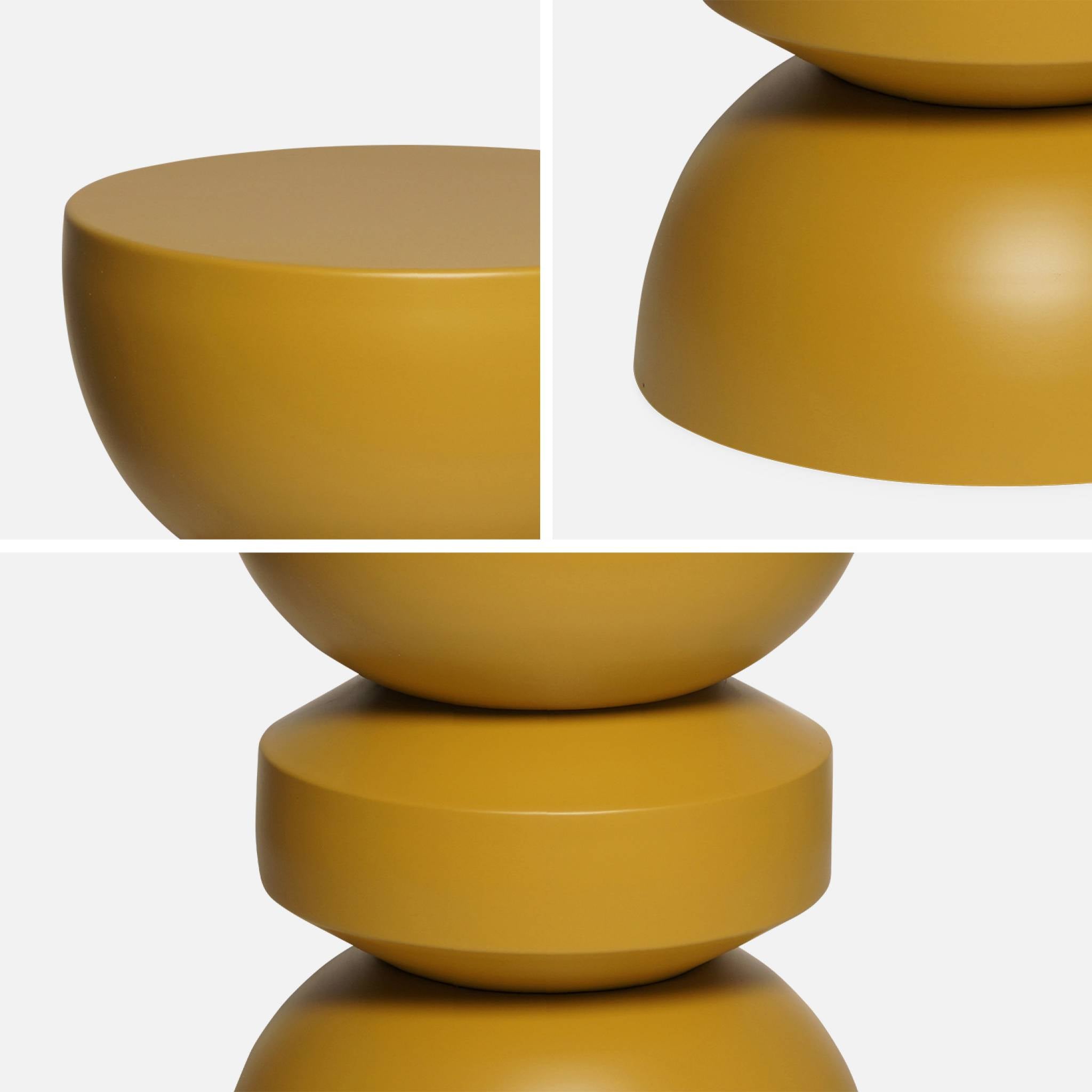 Tavolino, lato divano, comodino metallo, mostarda