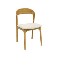 Set 2 sedie vintage in legno di hevea e tessuto, marrone naturale