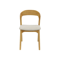 Set 2 sedie vintage in legno di hevea e tessuto, marrone naturale