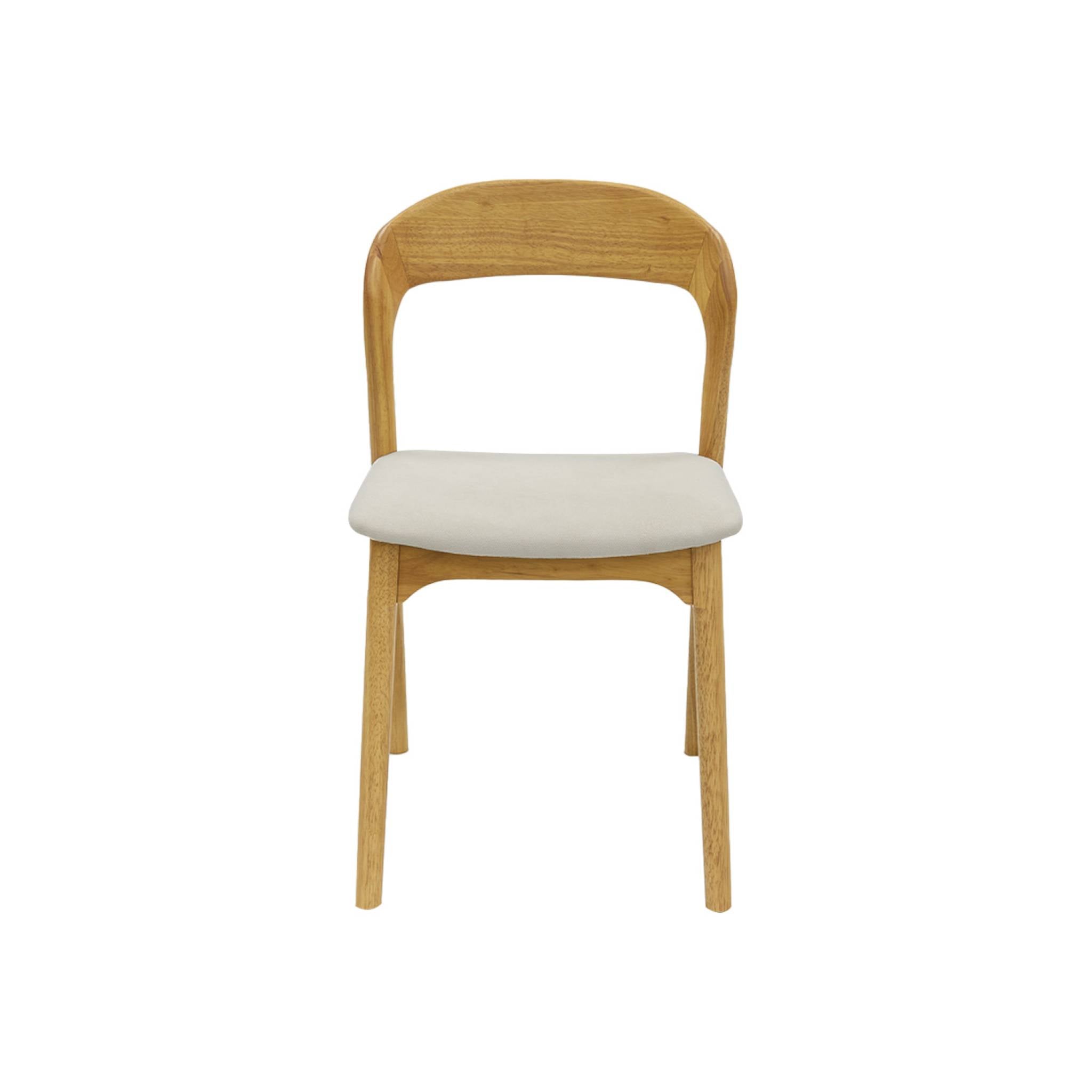 Set 2 sedie vintage in legno di hevea e tessuto, marrone naturale