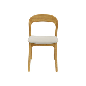 Set 2 sedie vintage in legno di hevea e tessuto, marrone naturale