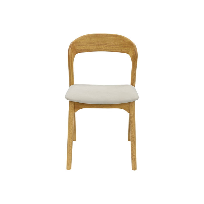 Set 2 sedie vintage in legno di hevea e tessuto, marrone naturale