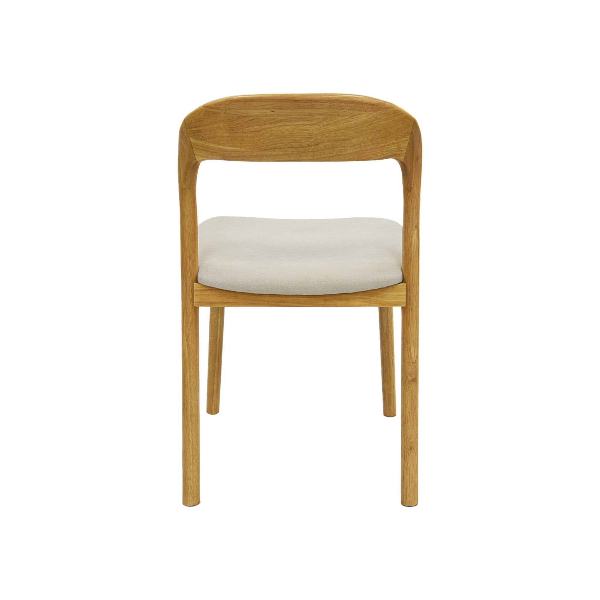 Set 2 sedie vintage in legno di hevea e tessuto, marrone naturale