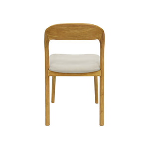 Set 2 sedie vintage in legno di hevea e tessuto, marrone naturale