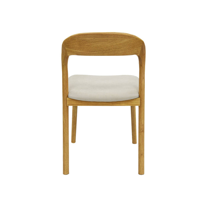 Set 2 sedie vintage in legno di hevea e tessuto, marrone naturale