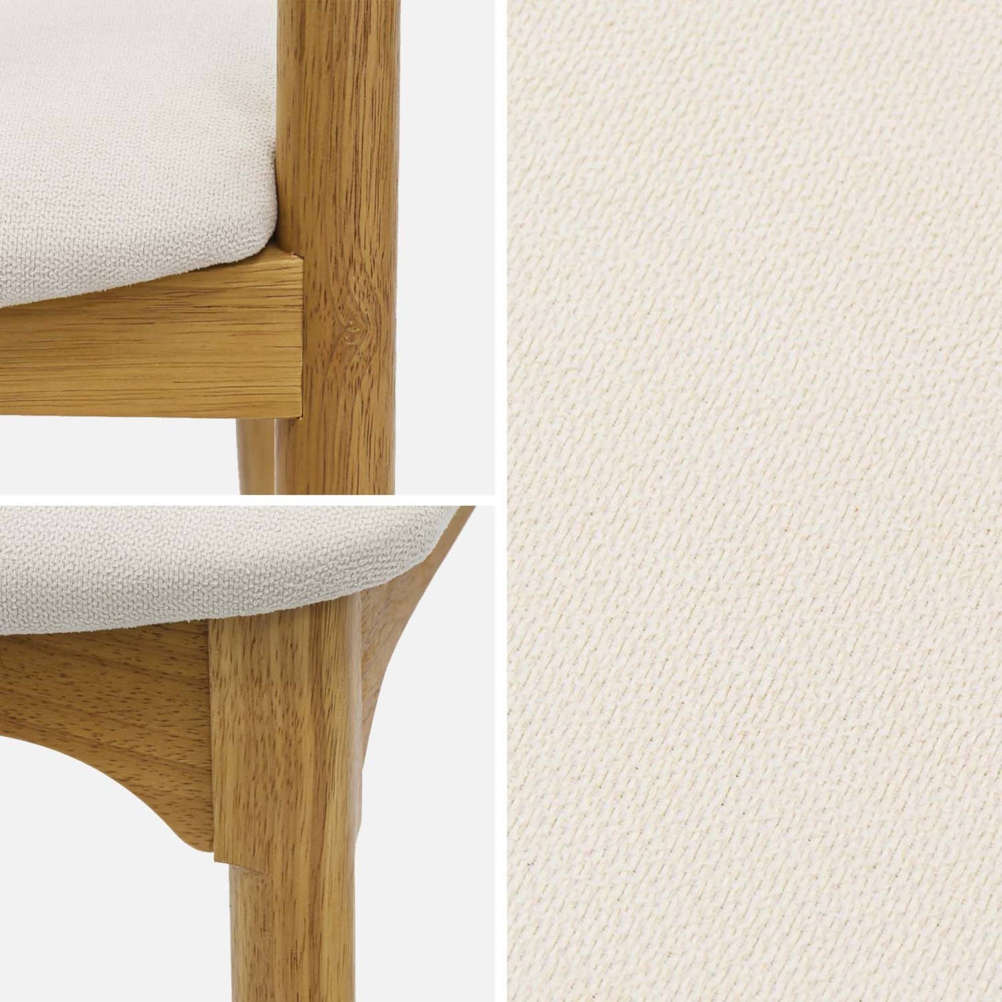 Set 2 sedie vintage in legno di hevea e tessuto, marrone naturale