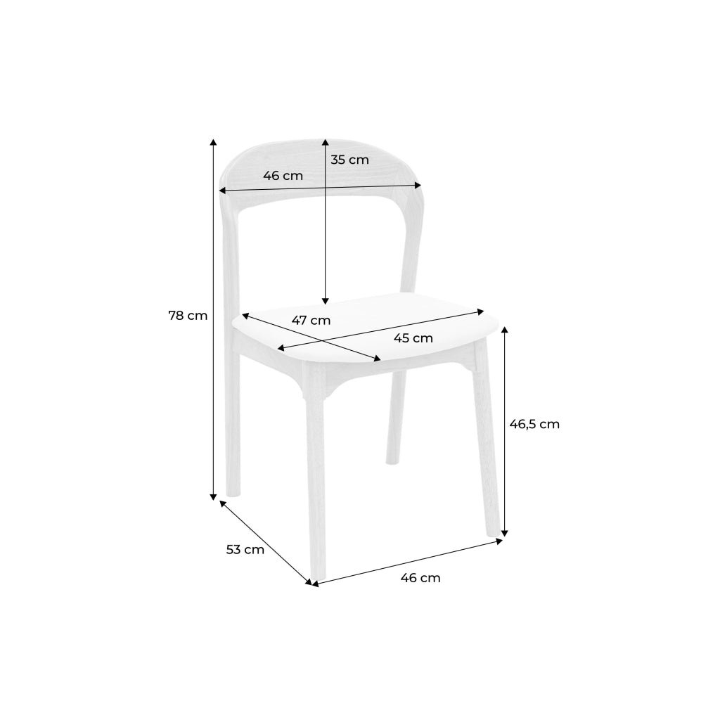 Set 2 sedie vintage in legno di hevea e tessuto, marrone naturale