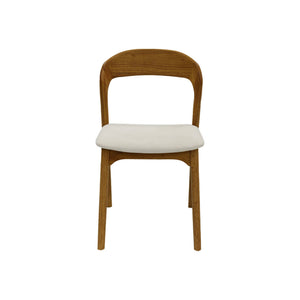 Set 2 sedie vintage in legno di hevea e tessuto, noce