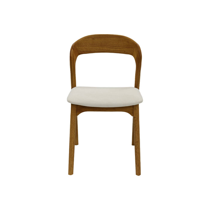 Set 2 sedie vintage in legno di hevea e tessuto, noce