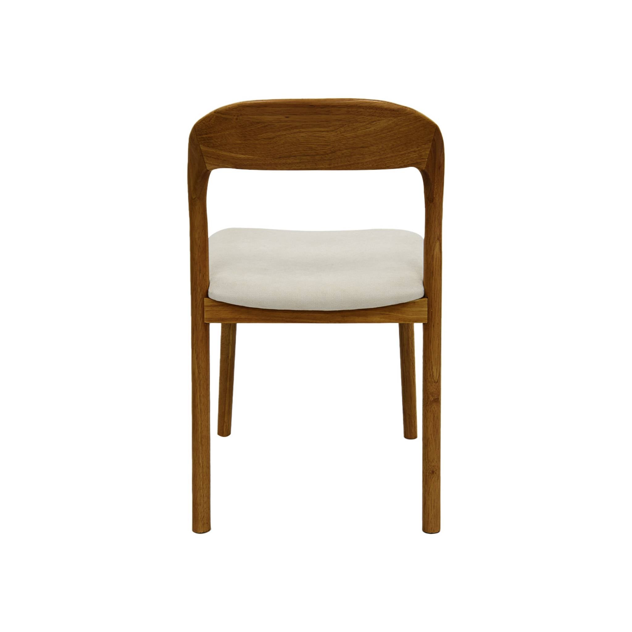 Set 2 sedie vintage in legno di hevea e tessuto, noce