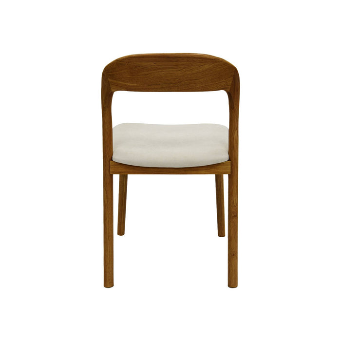 Set 2 sedie vintage in legno di hevea e tessuto, noce