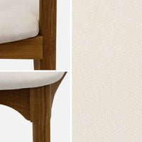 Set 2 sedie vintage in legno di hevea e tessuto, noce