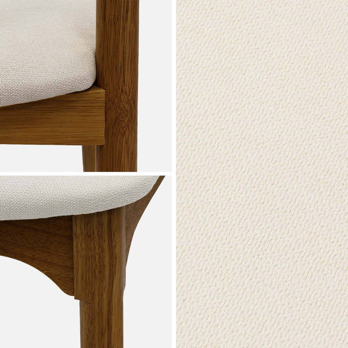 Set 2 sedie vintage in legno di hevea e tessuto, noce