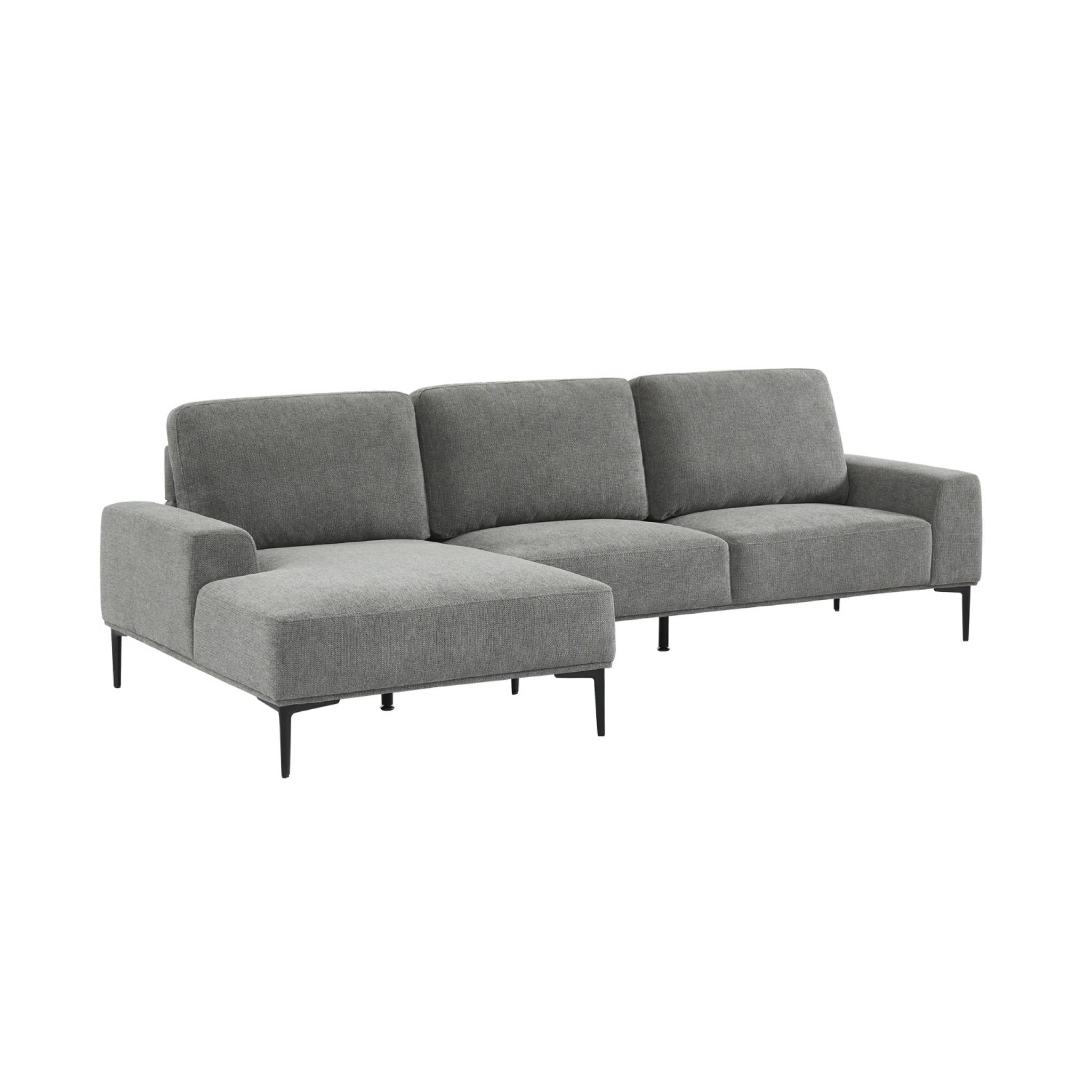 Divano a 3 posti in tessuto e metallo, angolo sinistro, grigio scuro