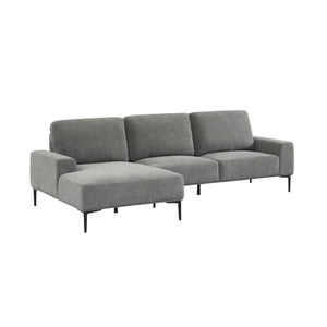 Divano a 3 posti in tessuto e metallo, angolo sinistro, grigio scuro