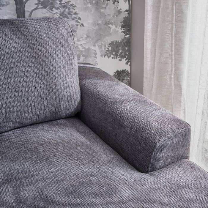 Divano a 3 posti in tessuto e metallo, angolo sinistro, grigio scuro