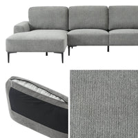 Divano a 3 posti in tessuto e metallo, angolo sinistro, grigio scuro