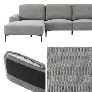 Divano a 3 posti in tessuto e metallo, angolo sinistro, grigio scuro