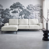 Divano a 3 posti in tessuto e metallo, angolo sinistro, crema