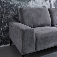 Divano a 3 posti in tessuto e metallo, angolo destro, grigio scuro