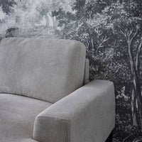 Divano a 3 posti in tessuto e metallo, angolo destro, grigio chiaro