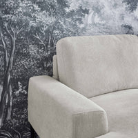 Divano a 3 posti in tessuto e metallo, angolo sinistro, crema