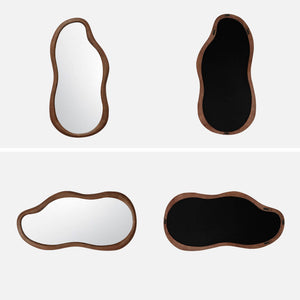 Specchio in legno di gomma, marrone