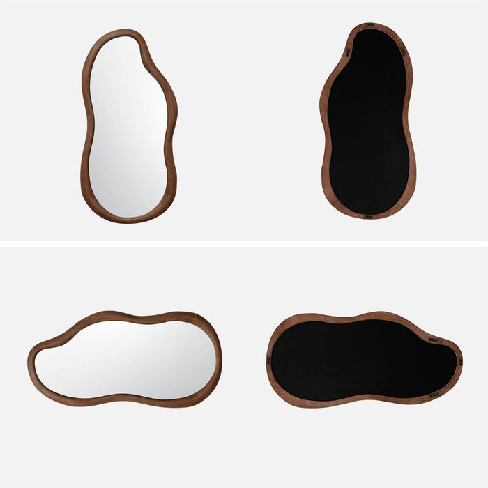 Specchio in legno di gomma, marrone