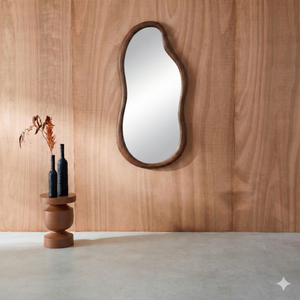 Specchio in legno di gomma, marrone