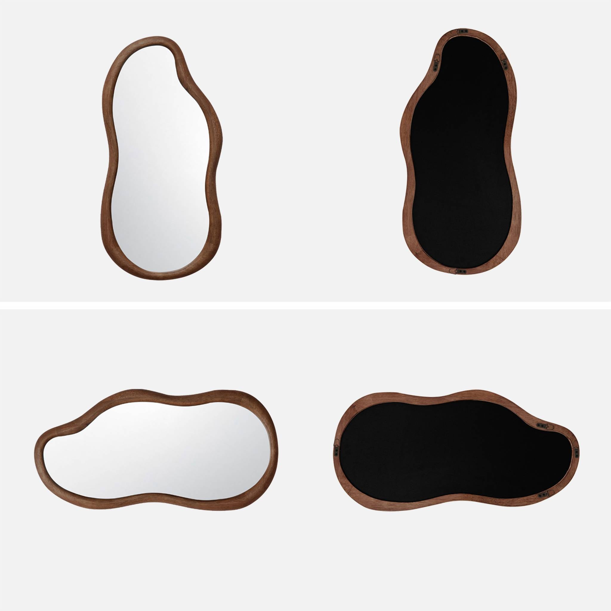 Specchio in legno di gomma, marrone