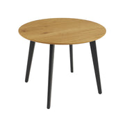 Tavolo da pranzo rotondo effetto legno con gambe in metallo nero 4