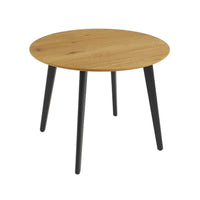 Tavolo da pranzo rotondo effetto legno con gambe in metallo nero 4